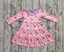 Load image into Gallery viewer, Baby Girls Pink Flowers Pumpkins Fall Knee Length Dresses With Belt
