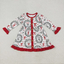 Load image into Gallery viewer, Sibling Baby Girls Christmas Green Red Bows Rompers Dresses
