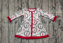 Load image into Gallery viewer, Baby Girls Christmas Green Red Bows Button Knee Length Dresses

