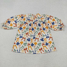Load image into Gallery viewer, Smocked Embroidery Baby Girls Thanksgiving Thankful Colorful Bows Knee Length Dresses
