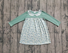 Load image into Gallery viewer, Baby Girls Green Long Sleeves Flowers Knee Length Dresses

