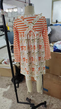 Load image into Gallery viewer, Baby Girls Stripe Bows Top Pockets Knee Length Dresses 2pcs Clothes Sets
