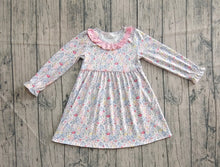 Load image into Gallery viewer, Baby Girls Fall Pink Blue Floral Flowers Knee Length Dresses
