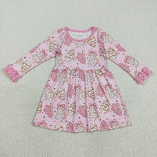 Load image into Gallery viewer, Baby Girls pink Christmas Trees Cake Knee Length Dresses
