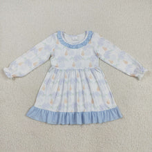 Load image into Gallery viewer, Sibling Baby Girls Blue Pumpkins Flowers Fall Rompers Dresses
