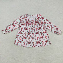 Load image into Gallery viewer, Baby Girls Christmas Red Bows Candy Cane Knee Length Dresses
