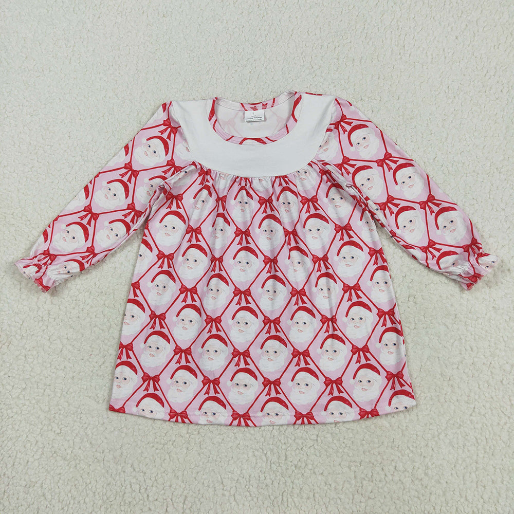 Baby Girls Christmas Red Blows Santa Plaid Knee Length Dresses