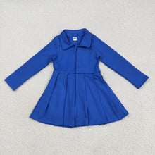 Load image into Gallery viewer, Baby Girls Hot Blue Long Sleeves Zipper Knee Length Dresses
