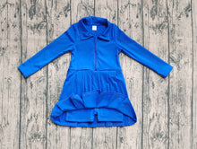 Load image into Gallery viewer, Baby Girls Hot Blue Long Sleeves Zipper Knee Length Dresses
