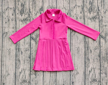 Load image into Gallery viewer, Baby Girls Hotpink Long Sleeves Zipper Yoga Pleated Knee Length Dresses
