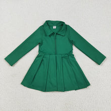 Load image into Gallery viewer, Baby Girls Green Long Sleeves Zipper Yoga Athletic Knee Length Dresses
