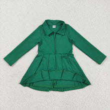 Load image into Gallery viewer, Baby Girls Green Long Sleeves Zipper Yoga Athletic Knee Length Dresses
