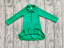 Load image into Gallery viewer, Baby Girls Green Long Sleeves Zipper Yoga Athletic Knee Length Dresses
