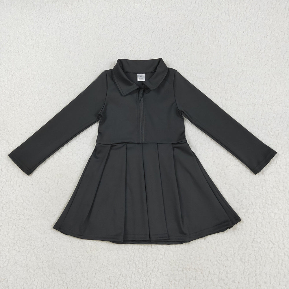 Baby Girls Black Long Sleeves Zipper Yoga Active Wear Dresses