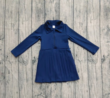 Load image into Gallery viewer, Baby Girls Navy Long Sleeves Zipper Yoga Knee Length Dresses
