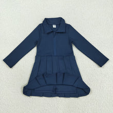 Load image into Gallery viewer, Baby Girls Navy Long Sleeves Zipper Yoga Knee Length Dresses
