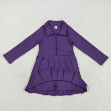 Load image into Gallery viewer, Baby Girls Purple Long Sleeves Zipper Yoga Active Knee Length Dresses
