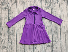 Load image into Gallery viewer, Baby Girls Purple Long Sleeves Zipper Yoga Active Knee Length Dresses
