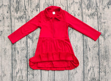 Load image into Gallery viewer, Baby Girls Yoga Red Long Sleeves Zipper Knee Length Dresses
