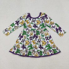 Load image into Gallery viewer, Sibling Baby Girls Mardigras Bows Plaid Pants Pajamas Sets Ruffle Knee Length Dresses
