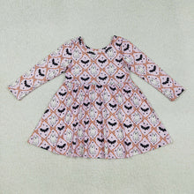 Load image into Gallery viewer, Baby Girls Pink Halloween Bows Bats Ghosts Knee Length Dresses
