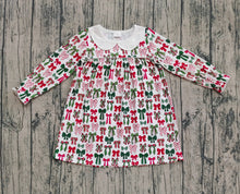Load image into Gallery viewer, Baby Girls Green Red Bows Plaid Christmas Knee Length Dresses Preorder
