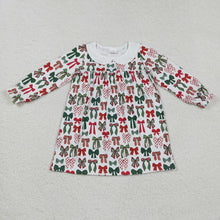 Load image into Gallery viewer, Baby Girls Green Red Bows Plaid Christmas Knee Length Dresses Preorder
