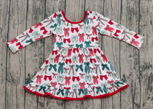 Load image into Gallery viewer, Baby Girls Green Red Bows Plaid Christmas Ruffle Knee Length Dresses
