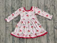 Load image into Gallery viewer, Baby Girls Santa Holly Candy Cane Christmas Ruffle Knee Length Dresses
