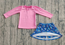 Load image into Gallery viewer, Baby Girls Pink Shirts Top Floral Pockets Skirts Sets
