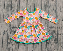Load image into Gallery viewer, Baby Girls Colorful Pumpkins Plaid Fall Ruffle Knee Length Dresses

