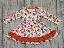 Load image into Gallery viewer, Baby Girls Footballs Bows Plaid Team Ruffle Knee Length Dresses
