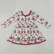 Load image into Gallery viewer, Baby Girls Boots Holly Christmas Ruffle Knee Length Dresses
