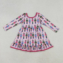 Load image into Gallery viewer, Baby Girls Christmas Pink Soldiers Plaid Knee Length Dresses
