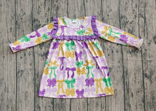 Load image into Gallery viewer, Baby Girls Mardigras Bows Ruffle Sleeve Knee Length Dresses
