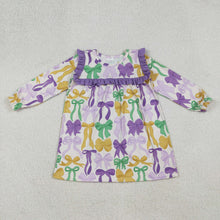 Load image into Gallery viewer, Baby Girls Mardigras Bows Ruffle Sleeve Knee Length Dresses
