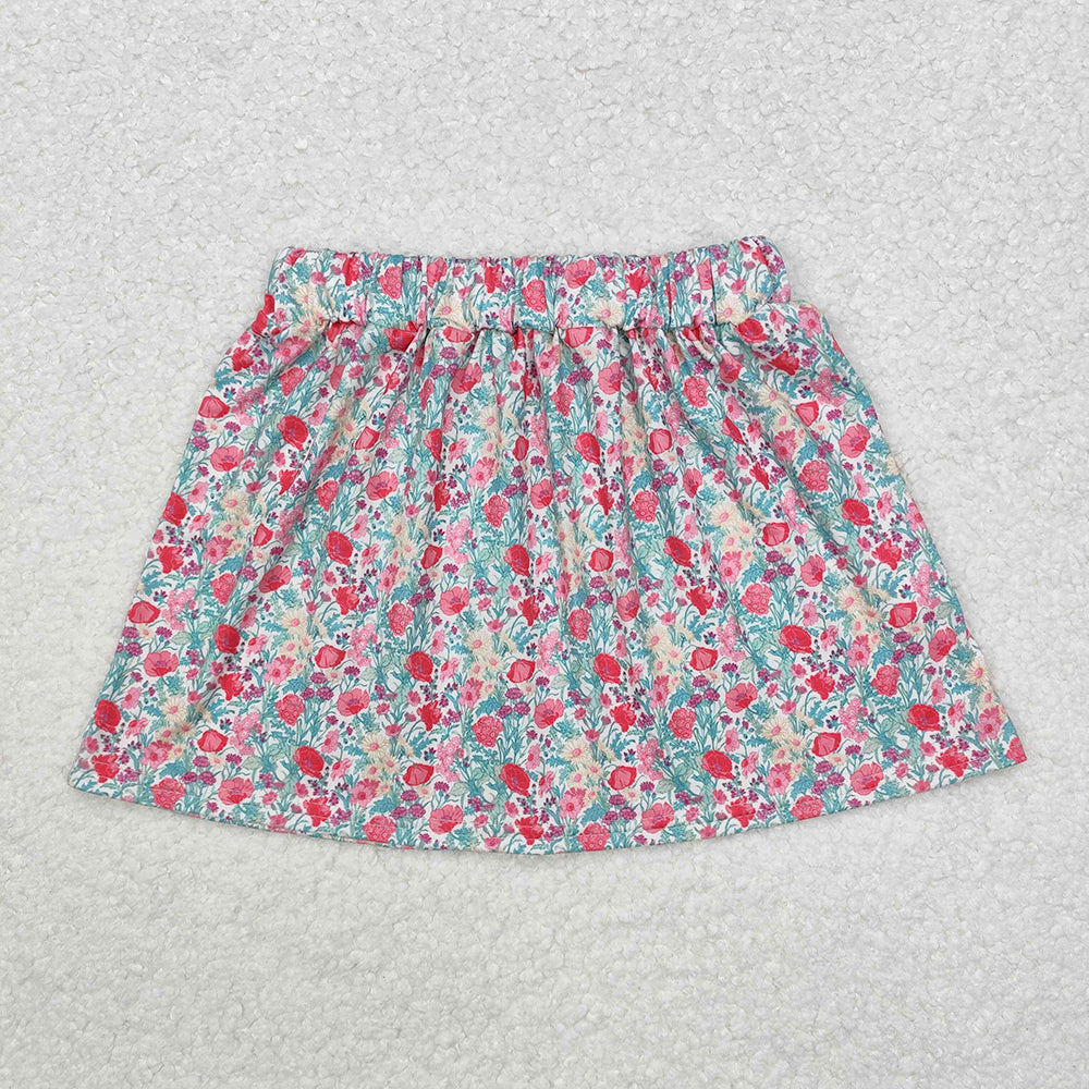 Baby Girls Fall Pink Blue Small Flowers Skirt Bottoms