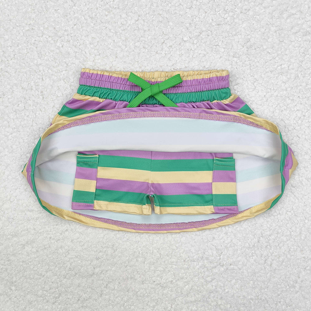 Baby Girls Mardi Gras Stripes Skorts Shorts Skirts