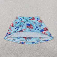 Load image into Gallery viewer, Baby Girls 4th Of July Flags Bows Summer Skort Skirts
