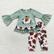 Load image into Gallery viewer, Sibling Cowhide Pumpkin Western Rompers Sister Clothing Sets
