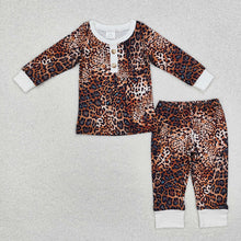 Load image into Gallery viewer, Baby Girls Leopard Buttons Design Shirt Pants Pajamas Clothes Sets
