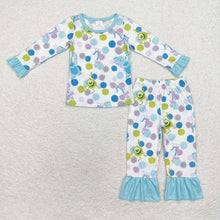 Load image into Gallery viewer, Baby Girls Blue Monster Bamboo Pajamas Clothes Sets
