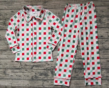 Load image into Gallery viewer, Adult Women Christmas Checkered Buttons Top Pants Pajamas
