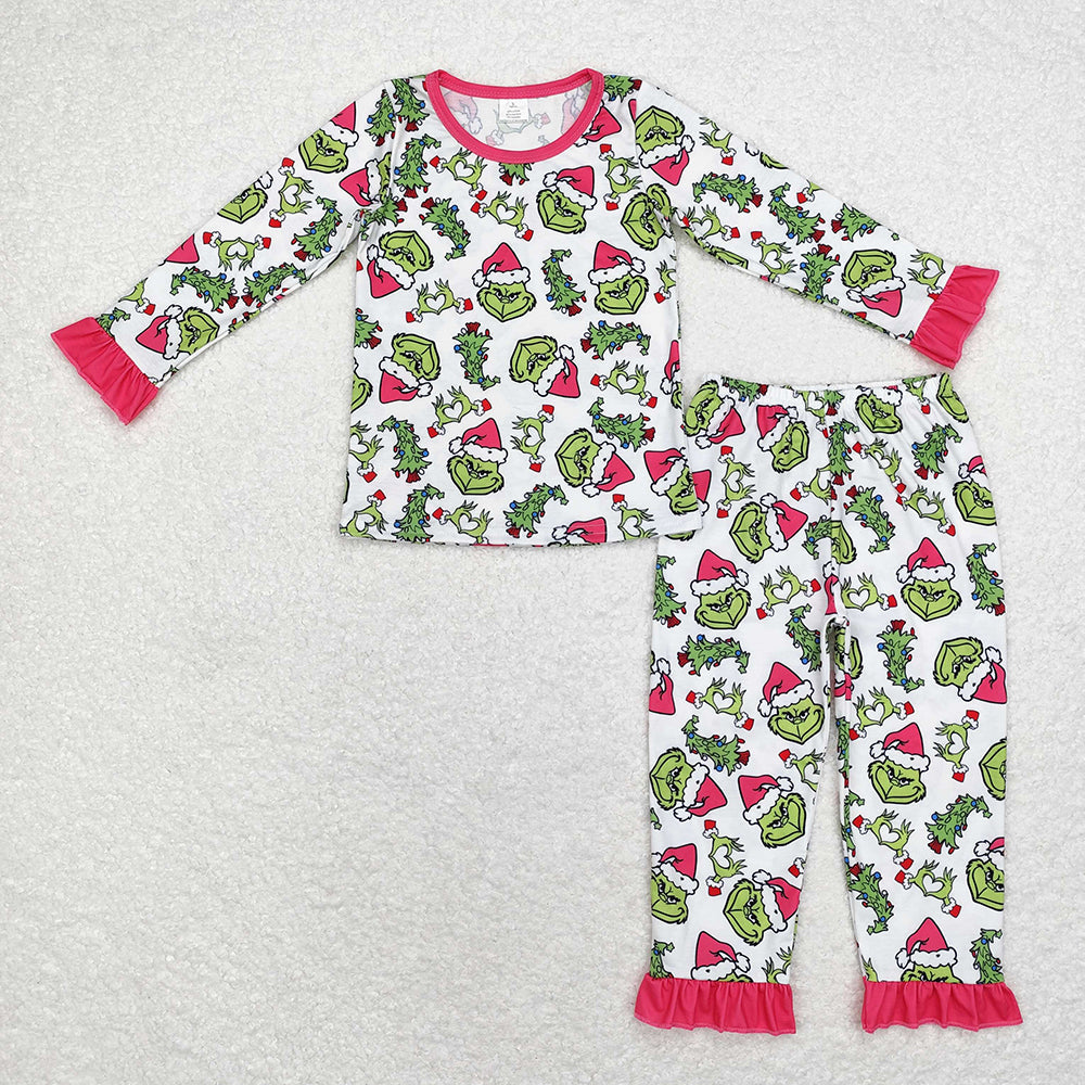 Family Christmas Green Face Hearts Pajamas Holiday Wear