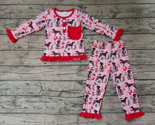 Load image into Gallery viewer, Baby Girls Christmas Dogs Red Tee Bamboo Pajamas Clothes Sets
