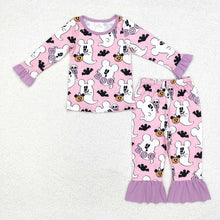 Load image into Gallery viewer, Baby Girls Halloween Pink Ghost Top Pants Pajamas Clothes Sets
