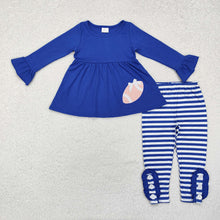 Load image into Gallery viewer, Sibling Baby Girls Football Team Tunic Stripes Legging Clothes Sets
