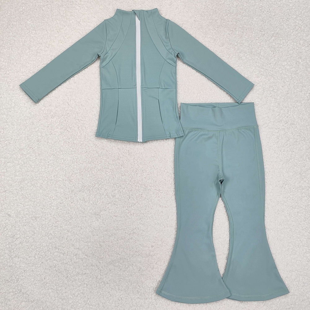 8 Colors Sibling Baby Girls Yoga Active Wear Jackets Pants 2pcs Work Outfits Sets