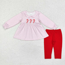 Load image into Gallery viewer, Sibling Baby Girls Christmas Candy Cane Rompers Clothes Sets
