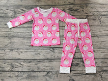 Load image into Gallery viewer, Baby Girls Santa Pink Christmas Bamboo Pajamas Clothes Sets
